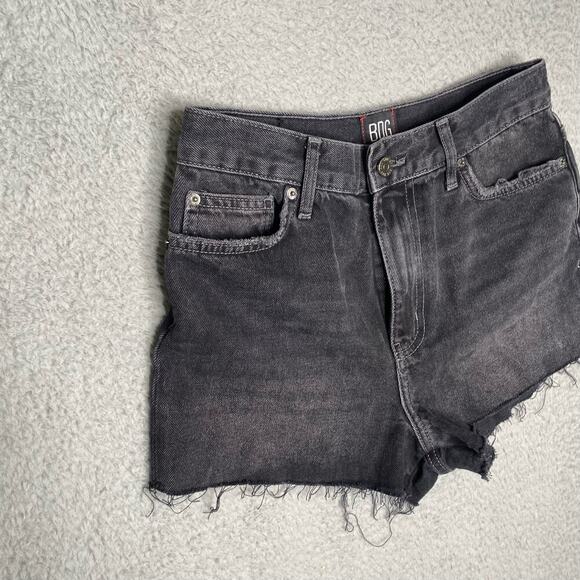 BDG womens black high rise black denim shorts raw hem casual summer timeless 28 - Picture 3 of 7